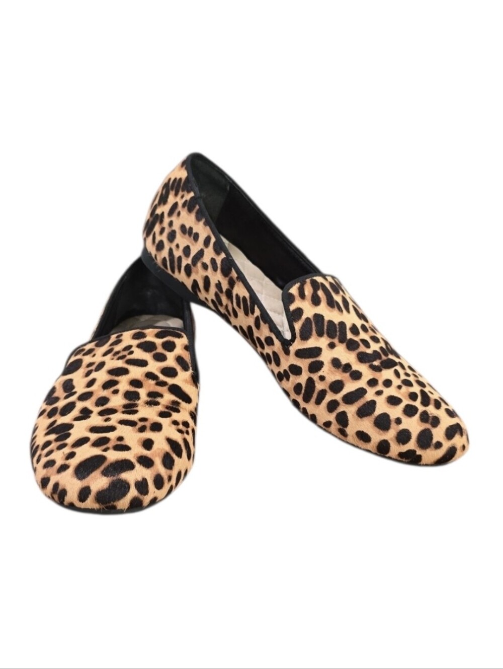 Birdies Women's The Starling Calf Hair Leopard Print Cushion Loafers. Size 7.5